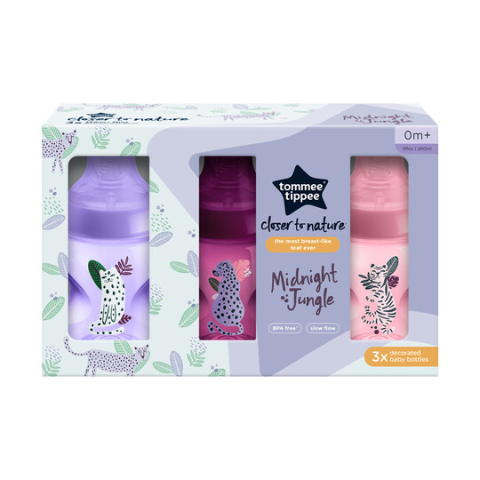 Tommee Tippee Closer to Nature Baby Bottles Jungle Pinks - Pack of 3 (260 ml) image number 4